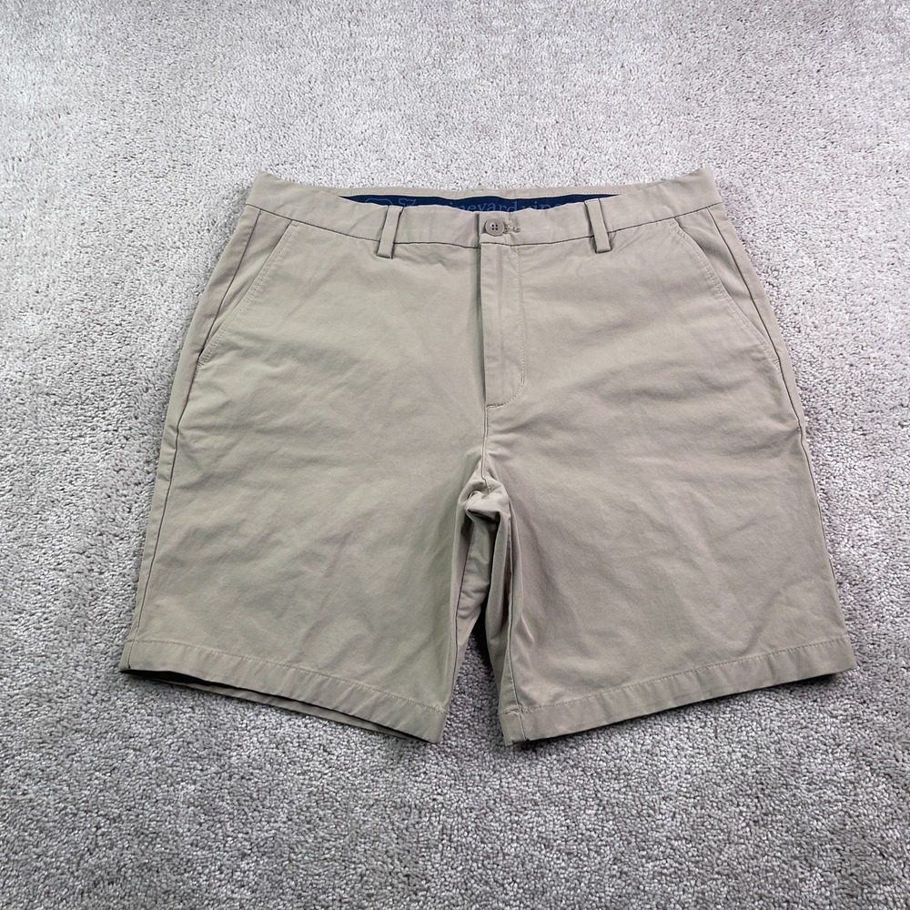 Vineyard Vines Shorts Mens 34 Tan Performance On The Go Golf Stretch Chino